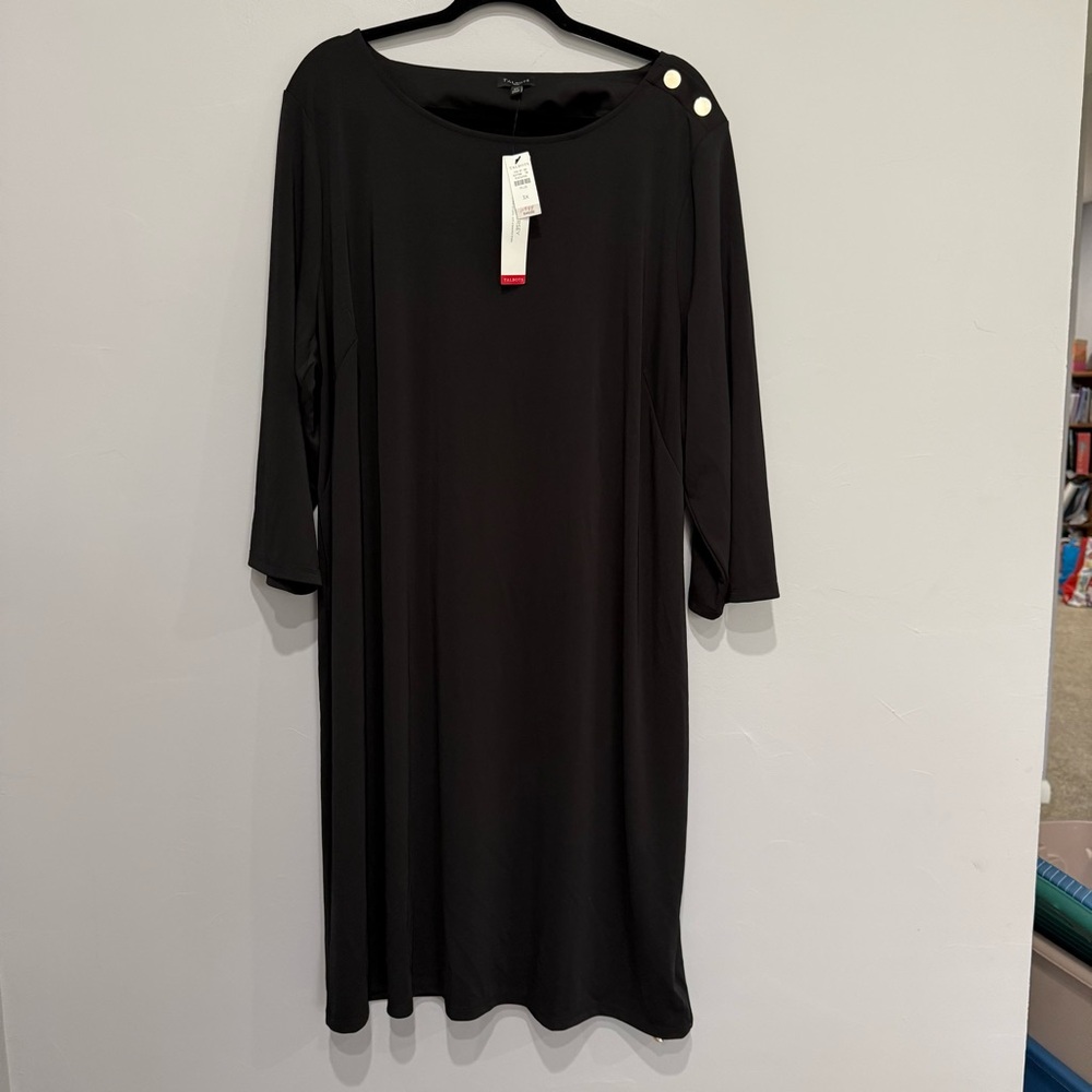 NEW NWT Talbots Black 3/4 Sleeve Bateau Neck Dress Plus Size 3X Knit Jersey